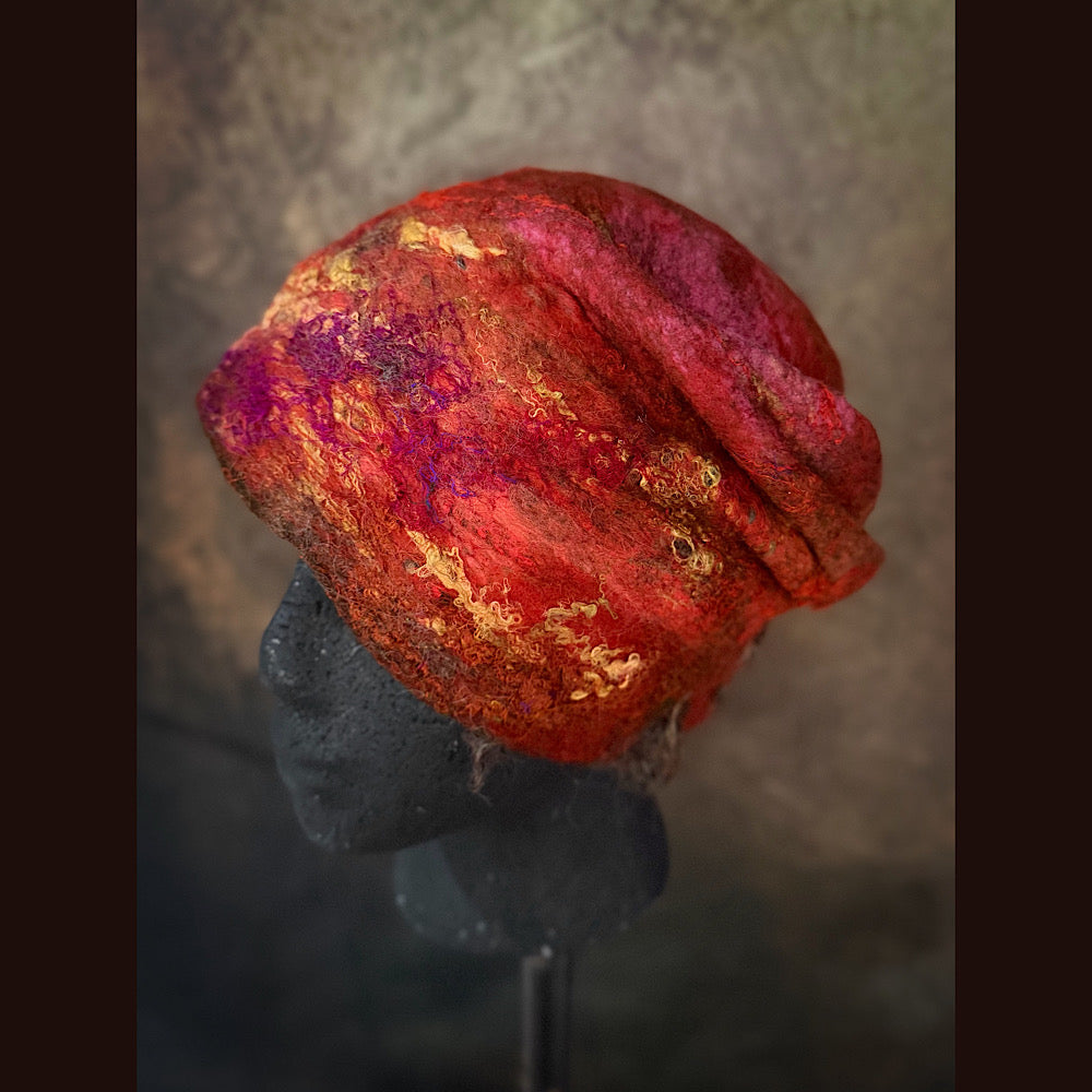 OOAK Handmade wool Felted hat 23” small/medium