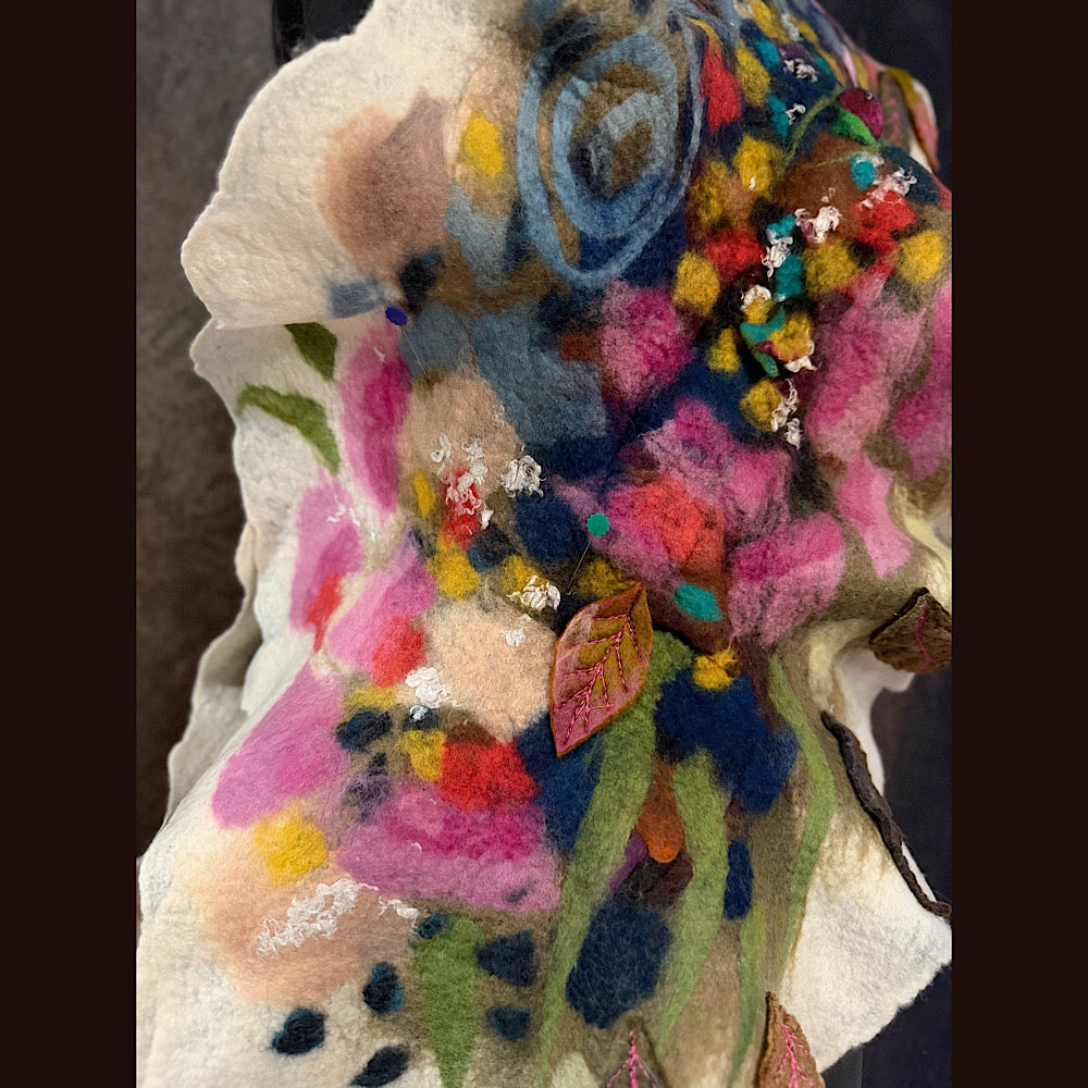 OOAK Handmade wool Felted Scarf 86” X 21”