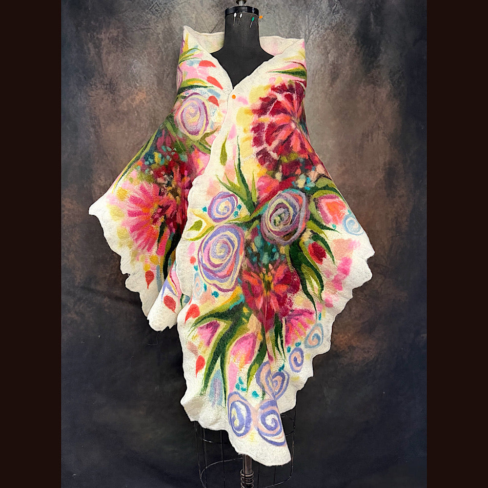 OOAK Handmade wool Felted Scarf 84” X 20” Original art work