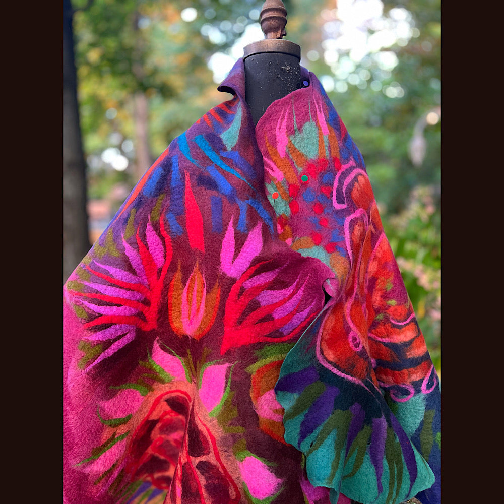 Handmade Felted Wool Scarf 74” X 29”