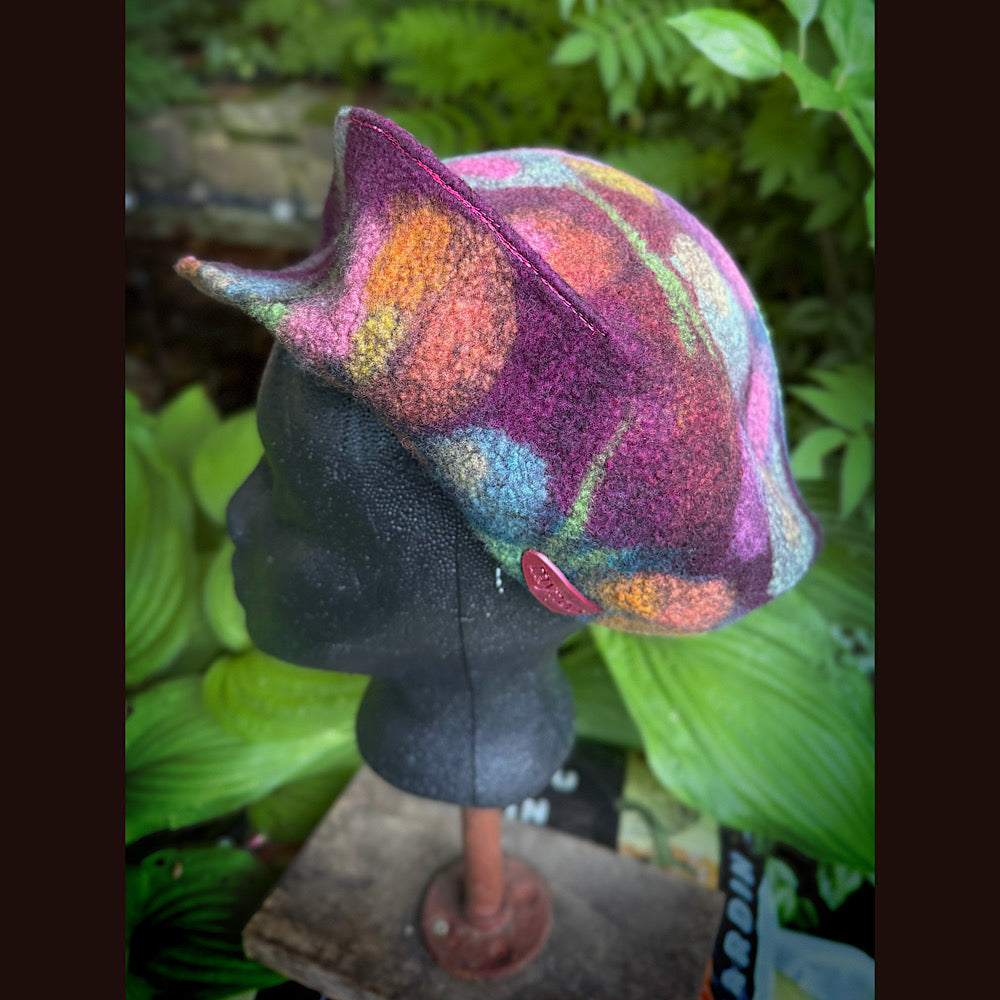 OOAK Handmade wool Felted hat 22” small