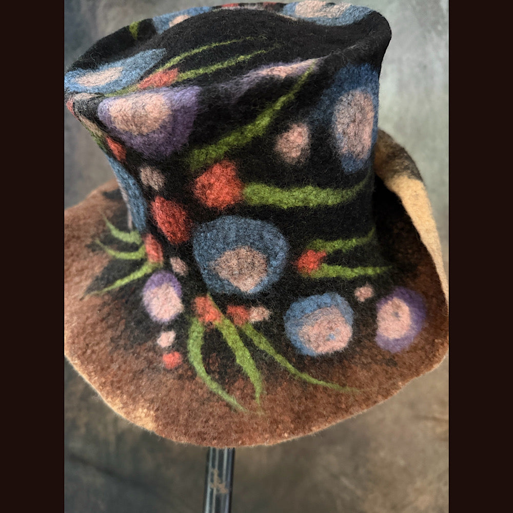 OOAK Handmade wool Felted hat 23” medium