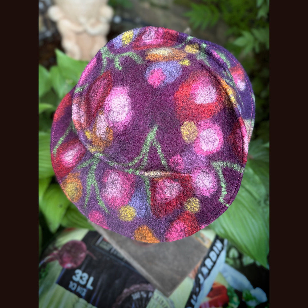 OOAK Handmade wool Felted hat 23.5” medium