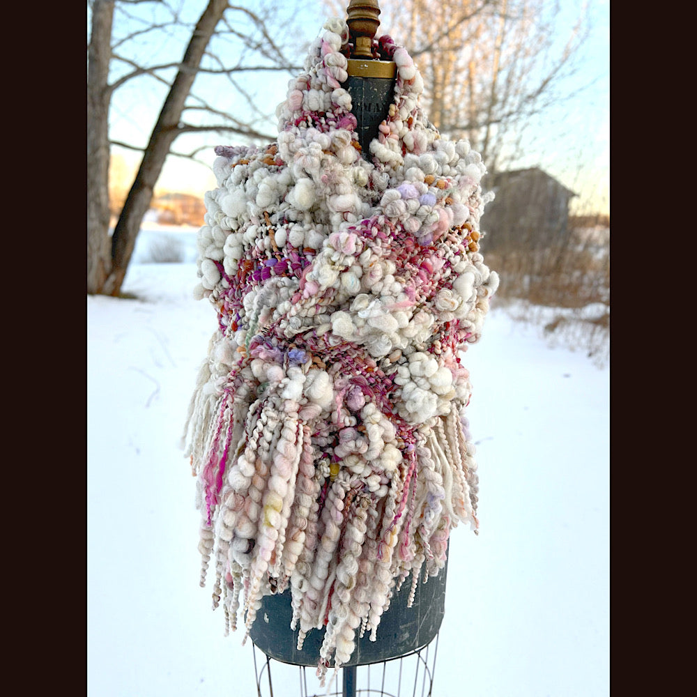 The Snow Rose Shawl  64” X 22”  1.3 pound