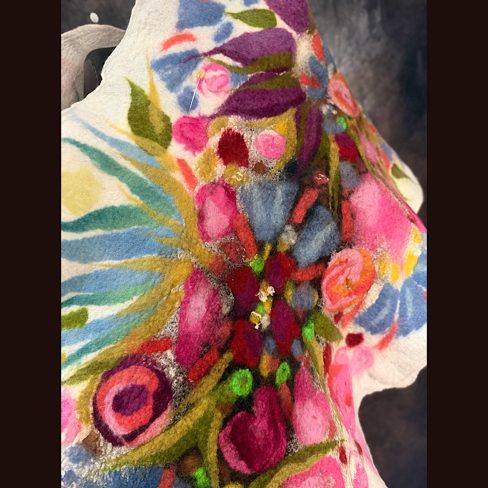 OOAK Handmade wool Felted Scarf 80” X 17” Original art work