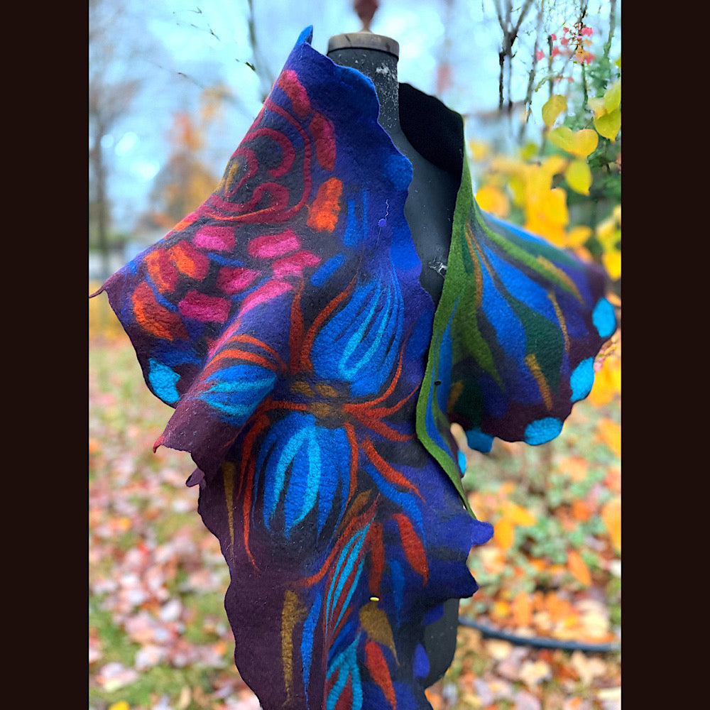 Handmade wool Felted Scarf 78” X 16”