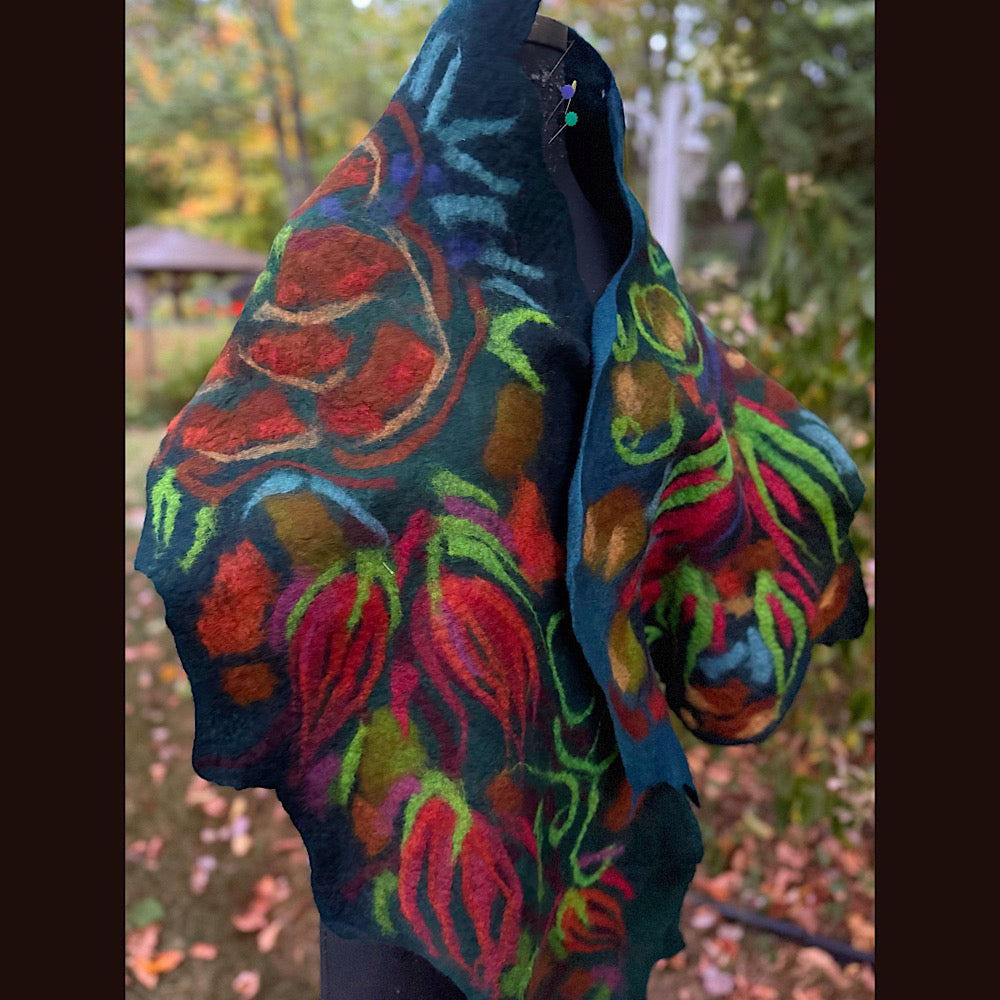 Handmade Felted Wool Scarf 85” X 21”