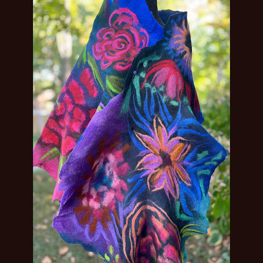 Handmade Felted Wool Scarf 80” X 26”