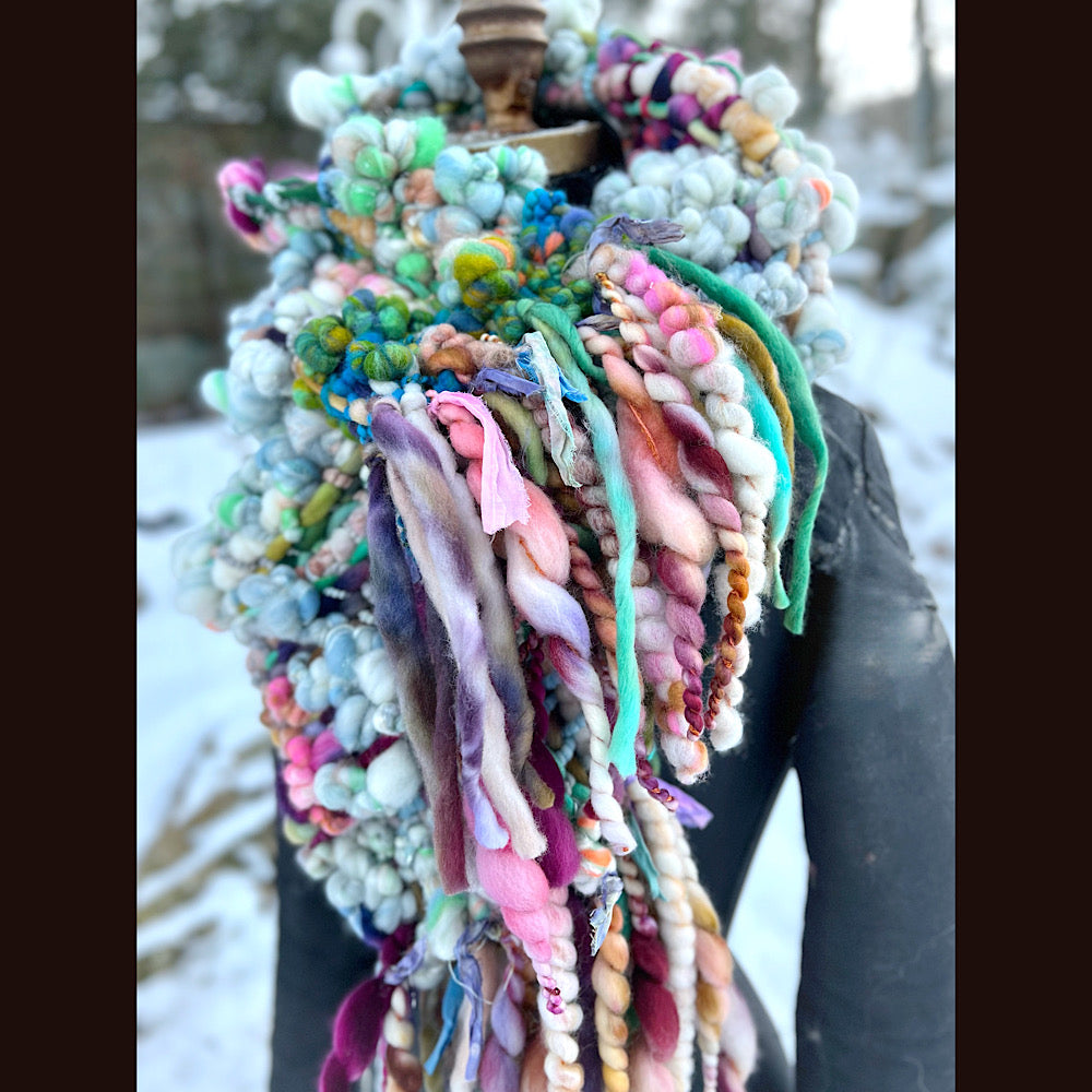 Woven art yarn Scarf 90” X 7”