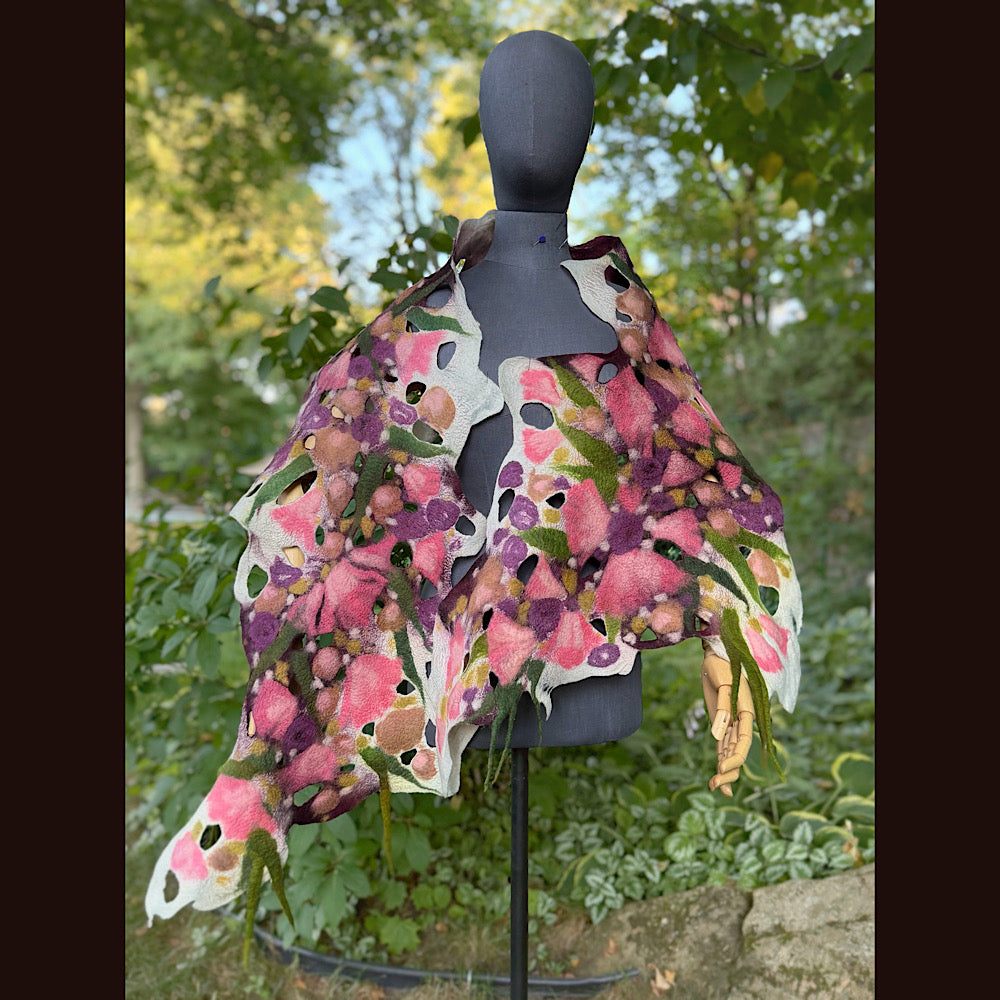 OOAK Handmade wool Felted Scarf 82” X 23” Original art work