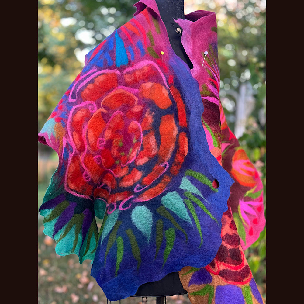 Handmade Felted Wool Scarf 74” X 29”