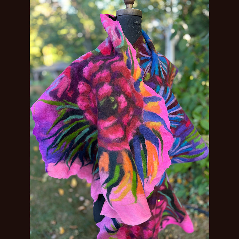 Handmade Felted wool Scarf 82” X 24”