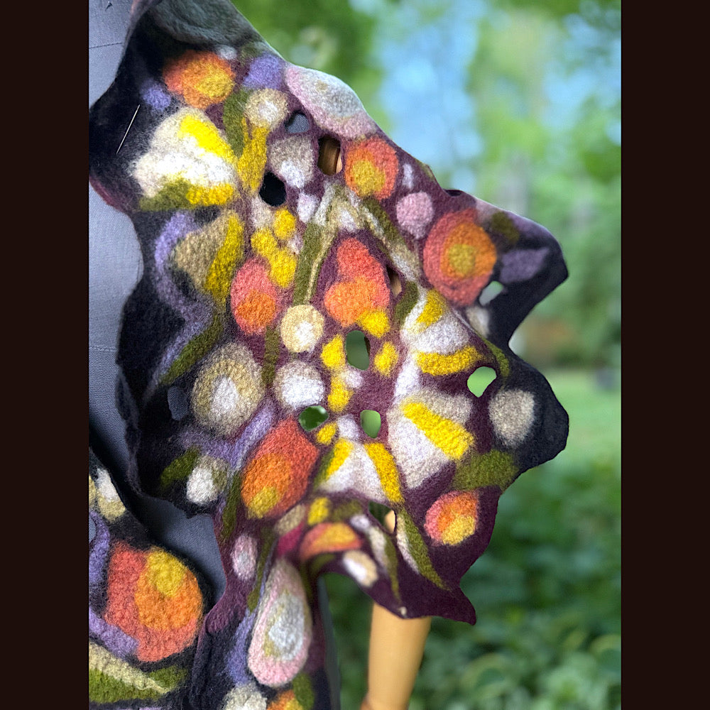OOAK Handmade wool Felted Scarf 88” X 16” Original art work