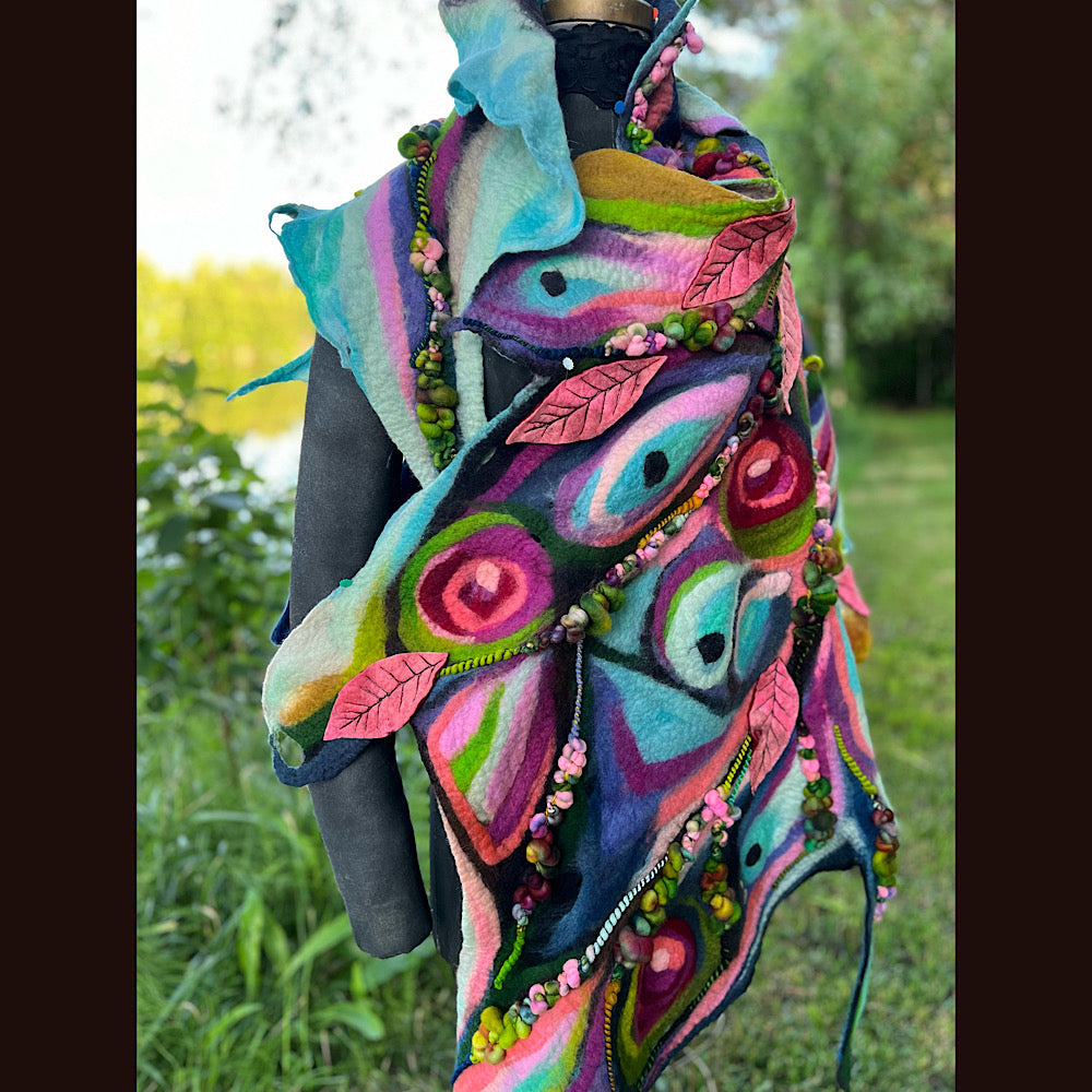 Large Felted Shawl 70” X 28