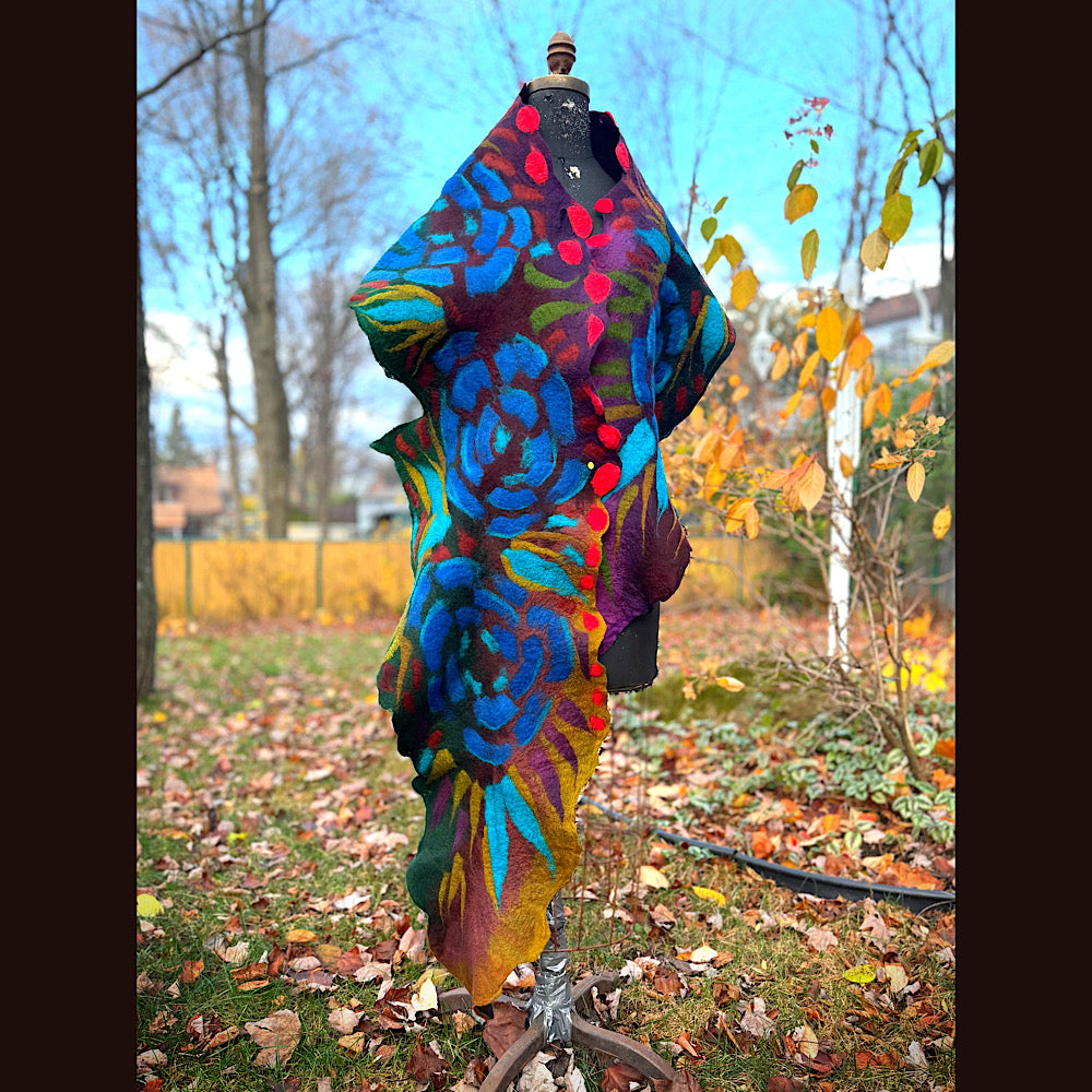 Handmade wool Felted Scarf 92” X 16”