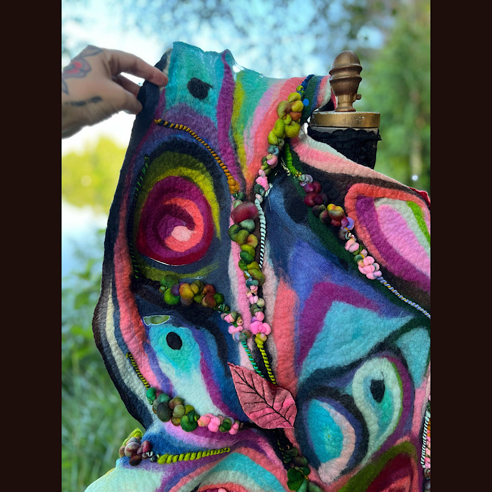 Large Felted Shawl 70” X 28