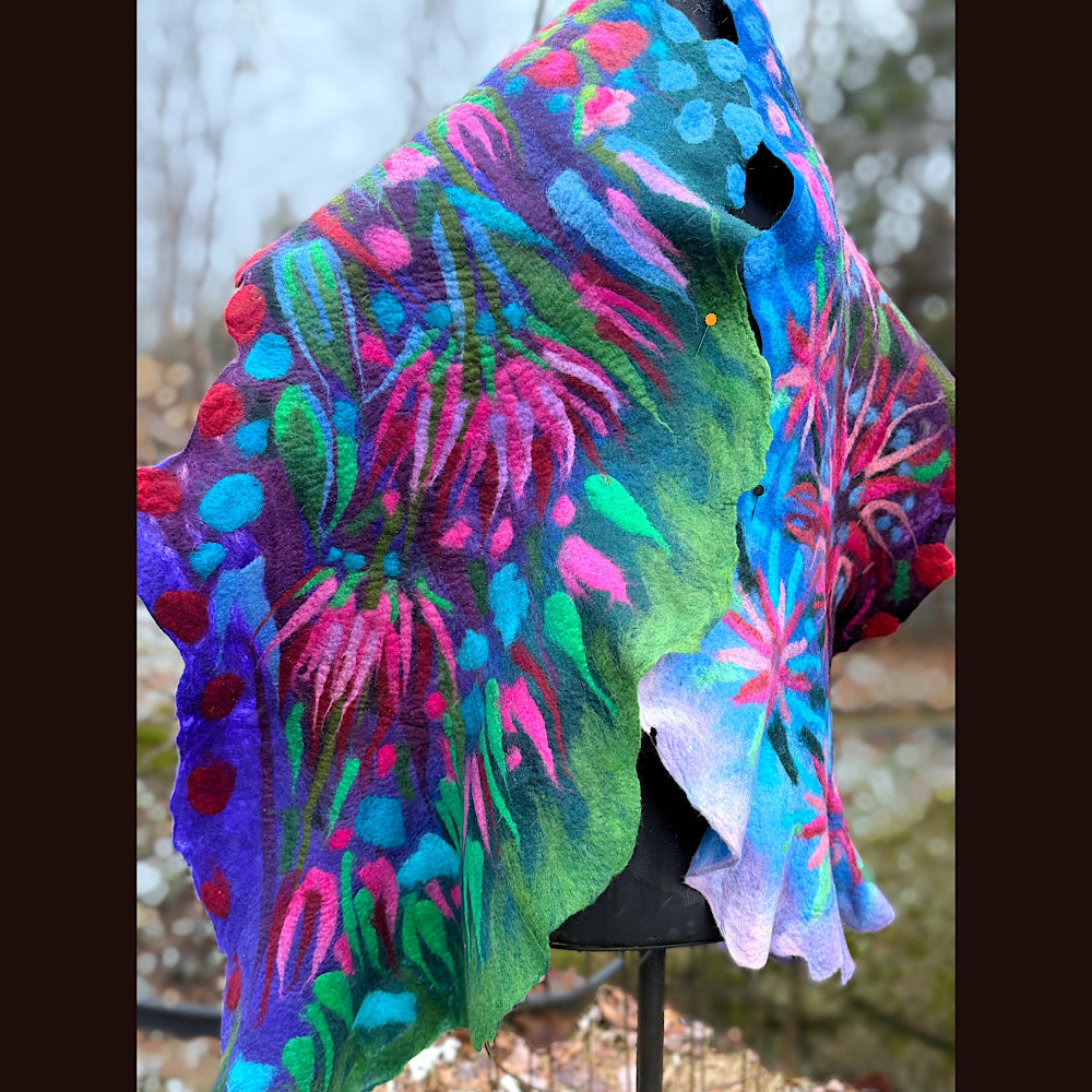 Handmade wool Felted Scarf 88” X 22”