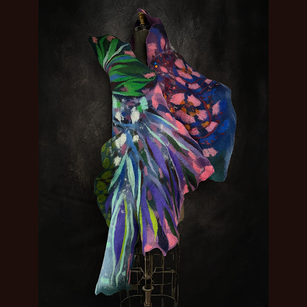 OOAK Handmade wool Felted Scarf 81” X 19”