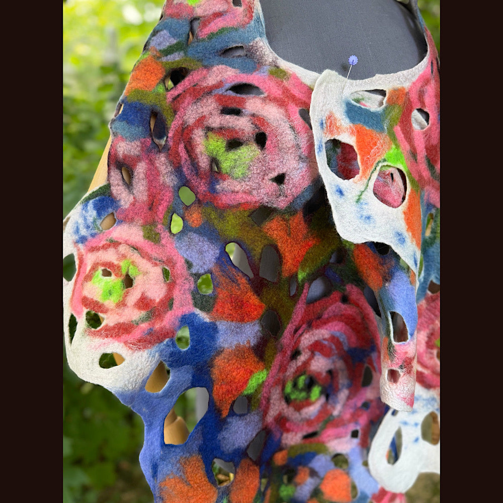 OOAK Handmade wool Felted Scarf 90” X 20” Original art work