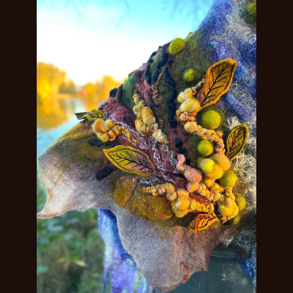 Chicoutimi river felted shawl 59” X 22”