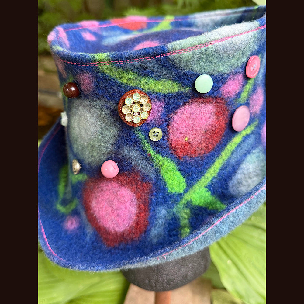 OOAK Handmade wool Felted hat 23.5” medium Silk lining
