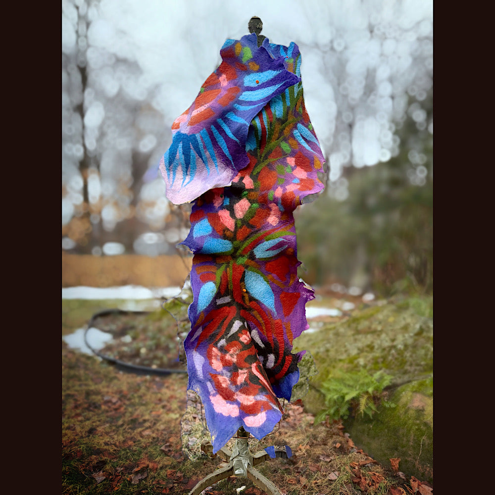 Handmade wool Felted Scarf 80” X 19”