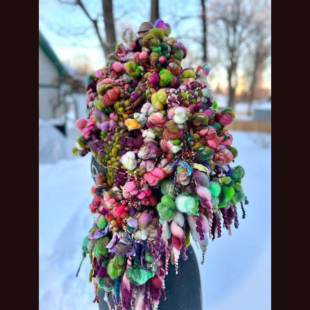 Winter rose Woven art yarn Scarf 102” X 7”