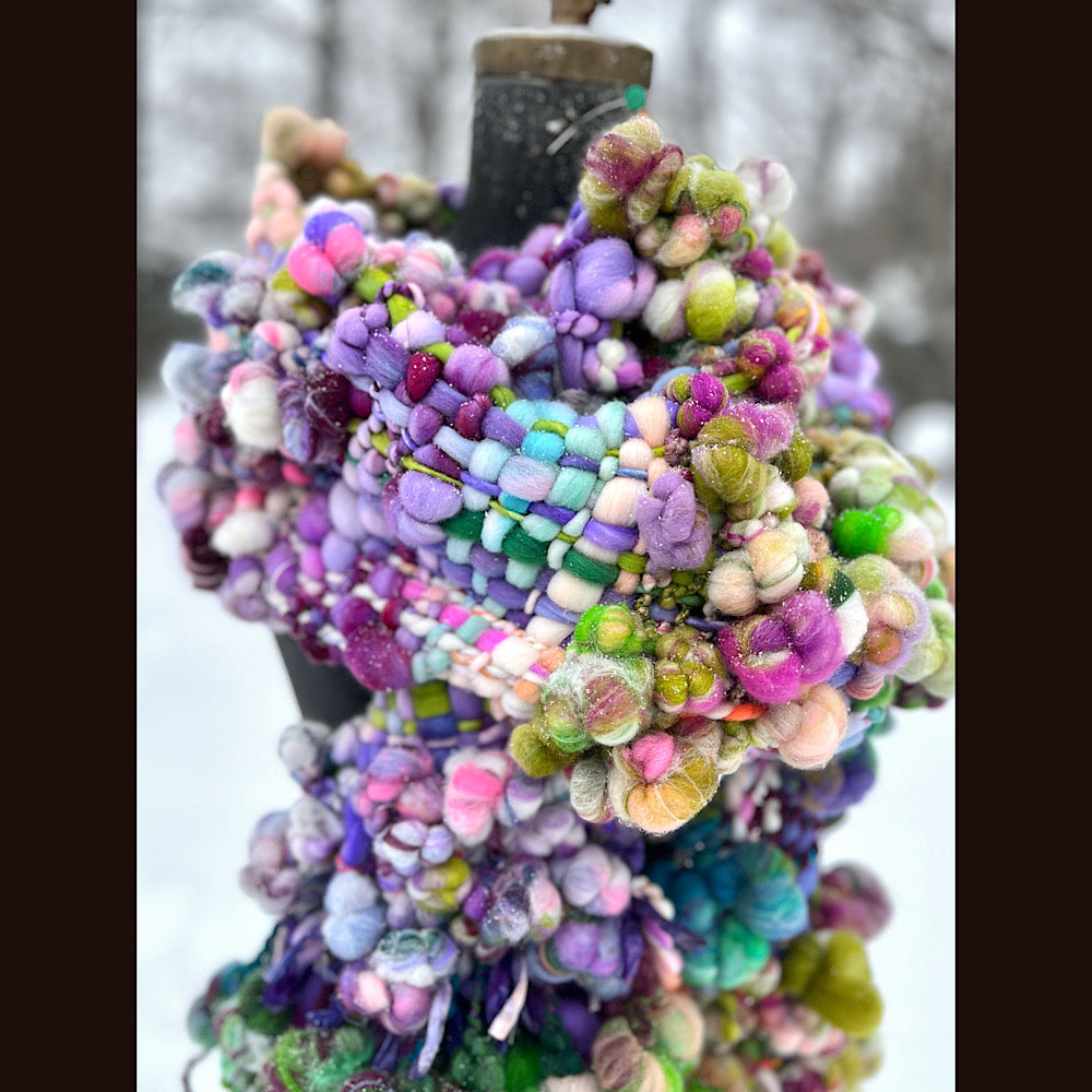 Winter rose Woven art yarn Scarf 100” X 7-8”