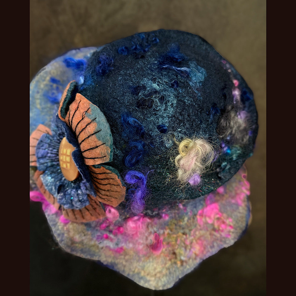 Handmade wool Felted hat 23.5” medium