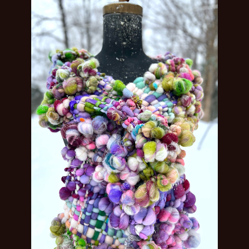 Winter rose Woven art yarn Scarf 100” X 7-8”