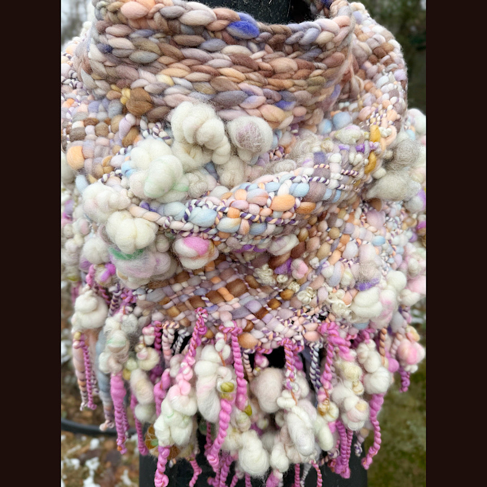 Handmade wool Woven Scarf shawlette 19”X 20”