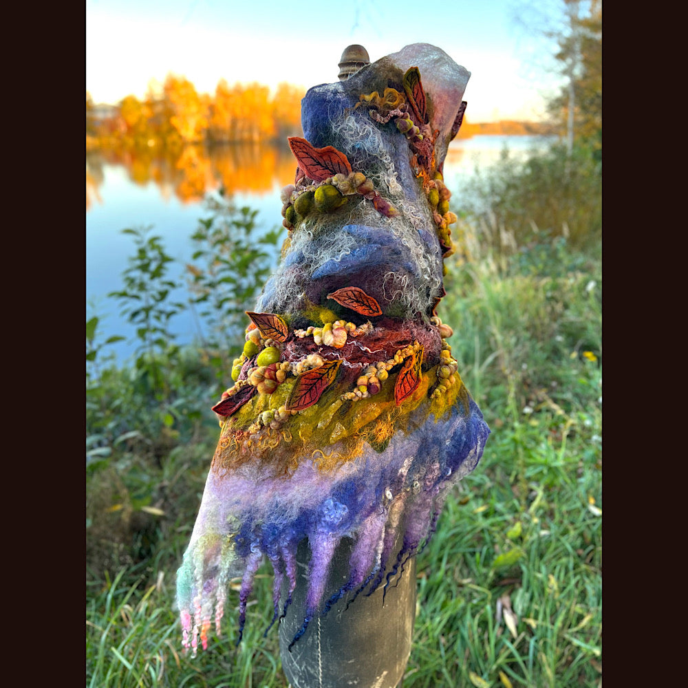 Chicoutimi river felted shawl 59” X 22”