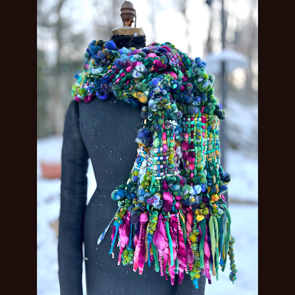 Woven art yarn Scarf 92” X 8.5”