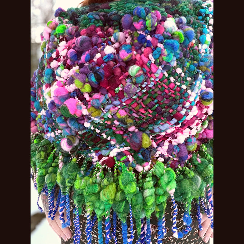 Handmade wool Woven Scarf shawlette 28” X  20” larger size