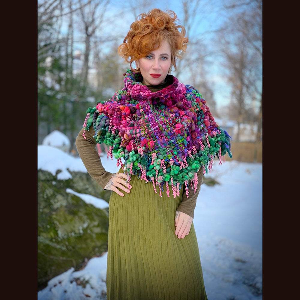 Handmade wool Woven Scarf shawlette