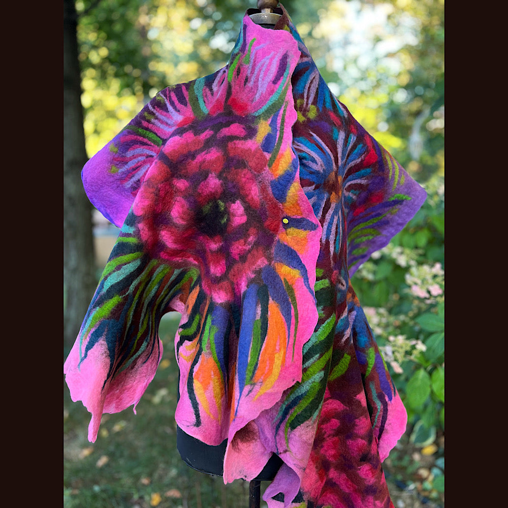 Handmade Felted wool Scarf 82” X 24”