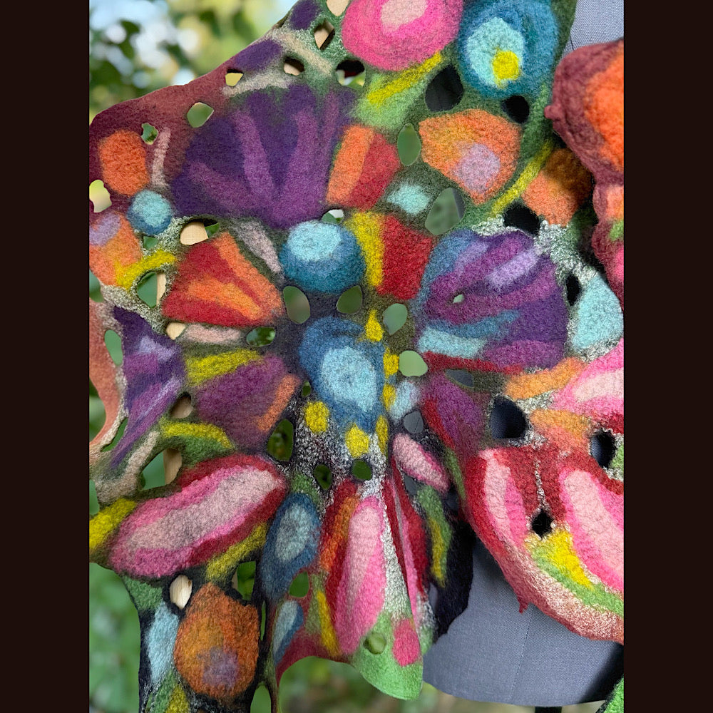 OOAK Handmade wool Felted Scarf 80” X 24”Original art work