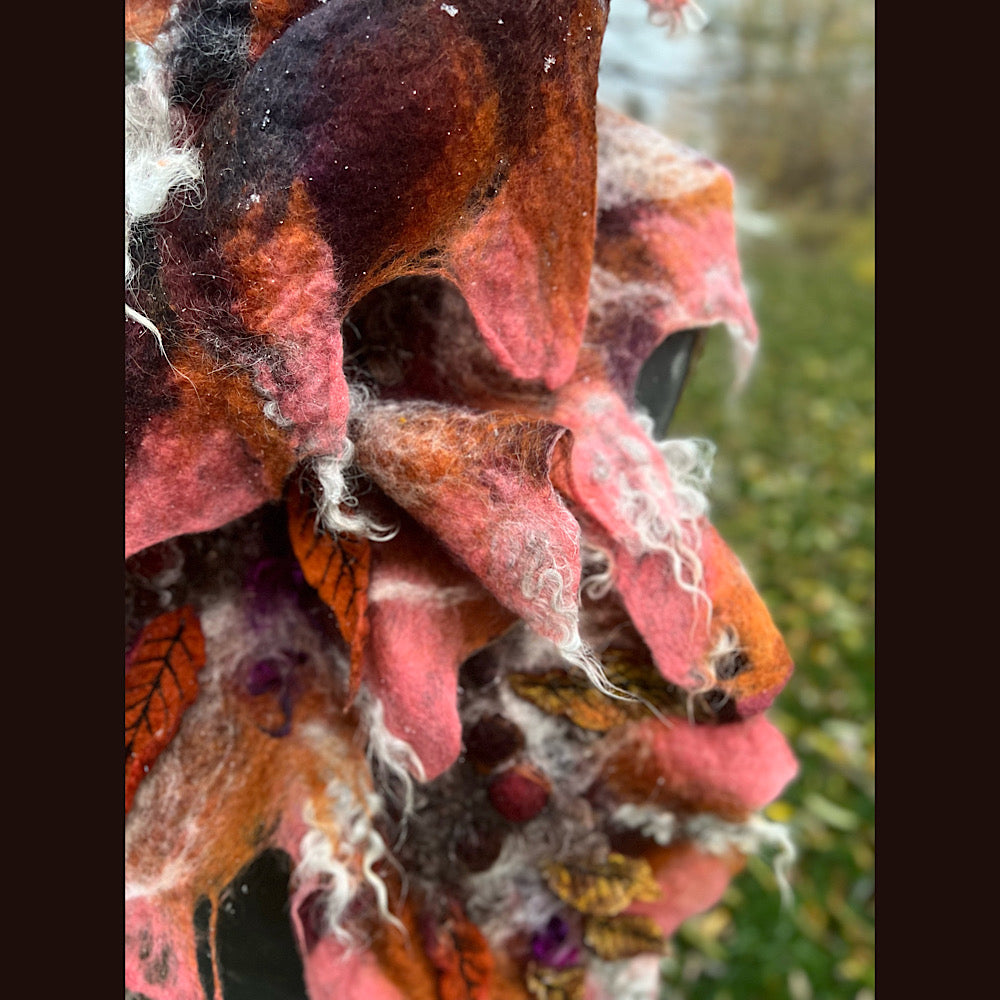 Autumn roses felted scarf 56” X 18