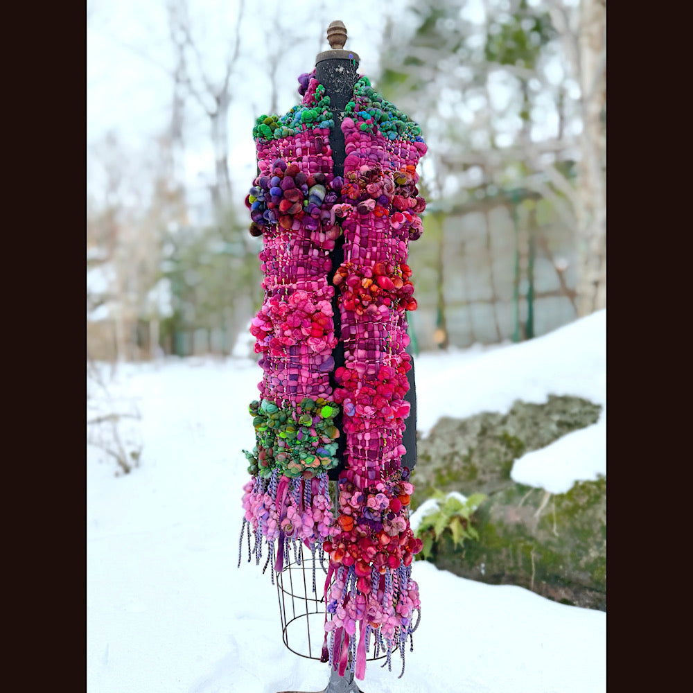 Handmade wool Woven Scarf 88” X 7”