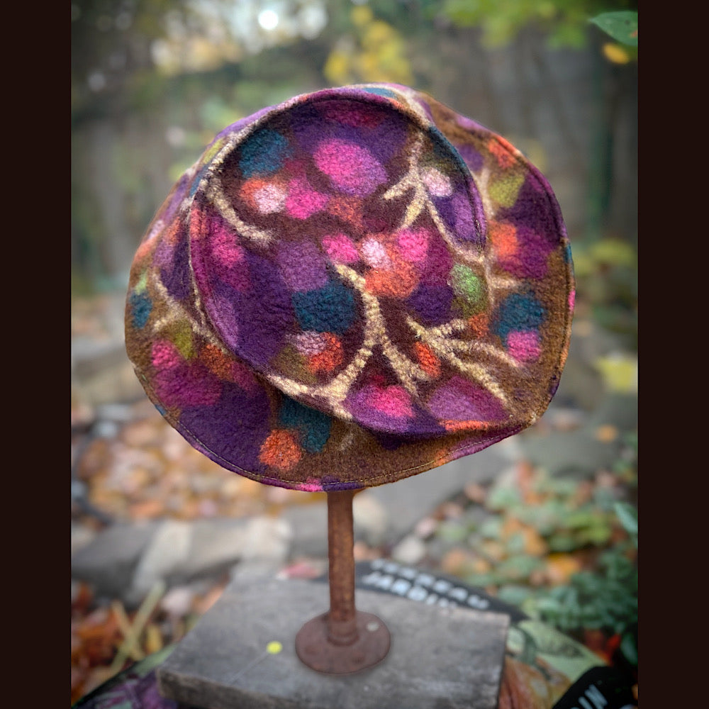 OOAK Handmade wool Felted hat 22.5” small
