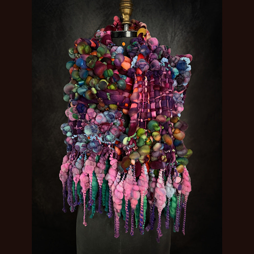 OOAK Handmade wool Woven Scarf 84” X 9”