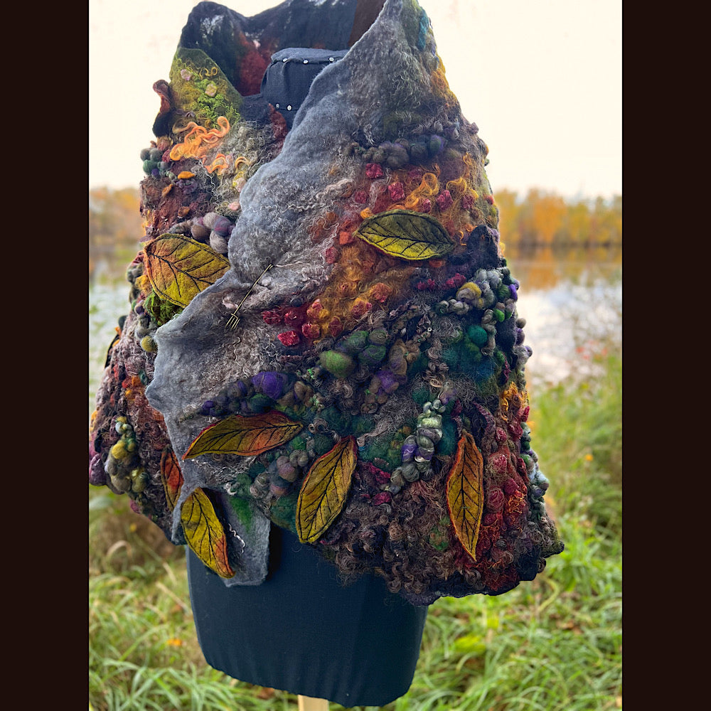 Appalachian trail felted shawl 56” X 22”