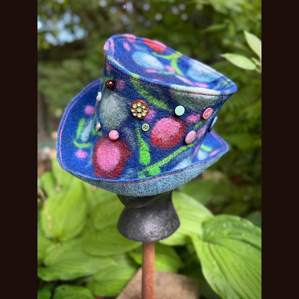 OOAK Handmade wool Felted hat 23.5” medium Silk lining