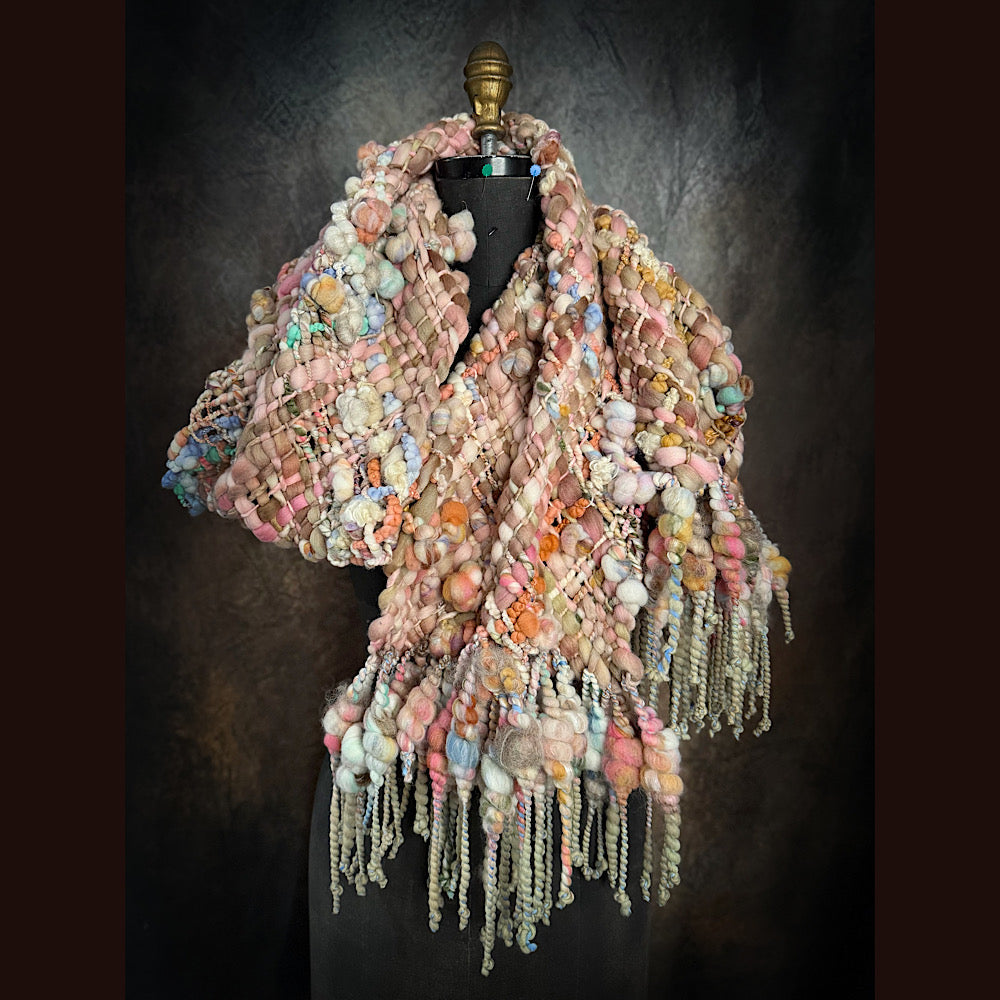 Handmade wool Woven Scarf 90” X 11”