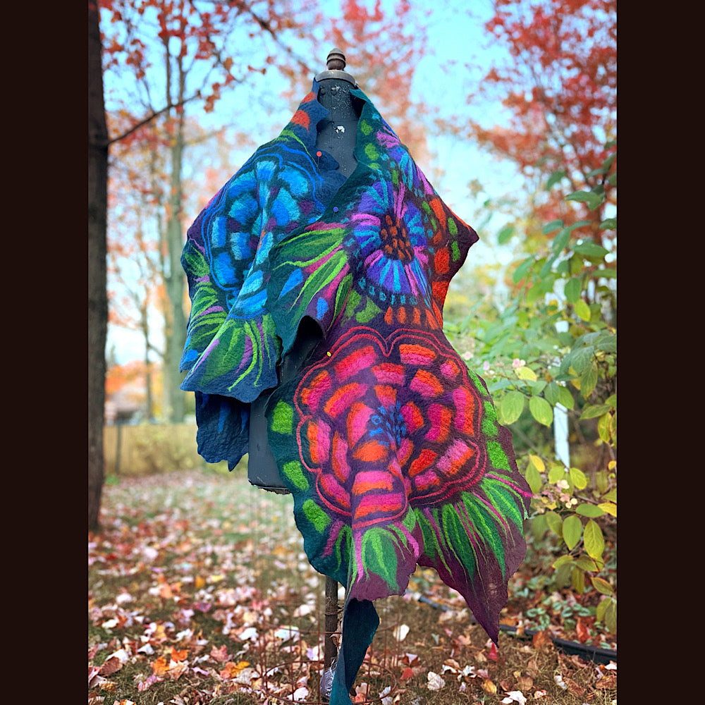 Handmade wool Felted Scarf 82” X 31”