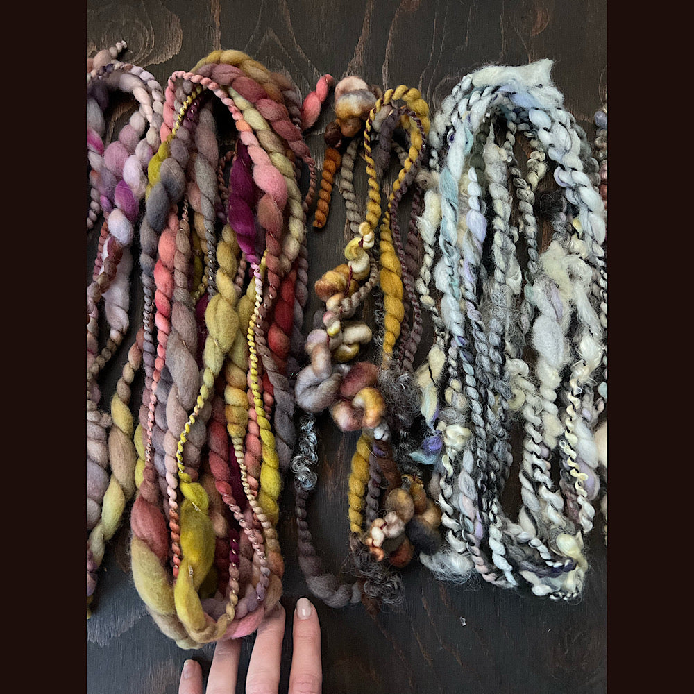 Lot of art yarns for weaving 4.6 OZ