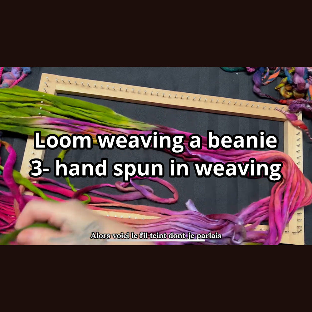 Loom weaving a beanie video class english with french subtitles