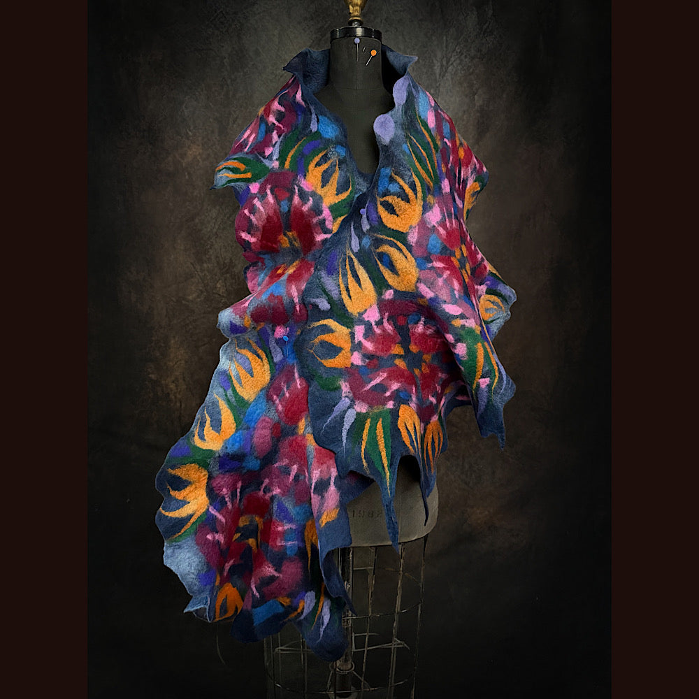 OOAK Handmade wool Felted Scarf 84” X 17”