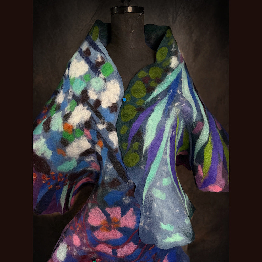 OOAK Handmade wool Felted Scarf 81” X 19”