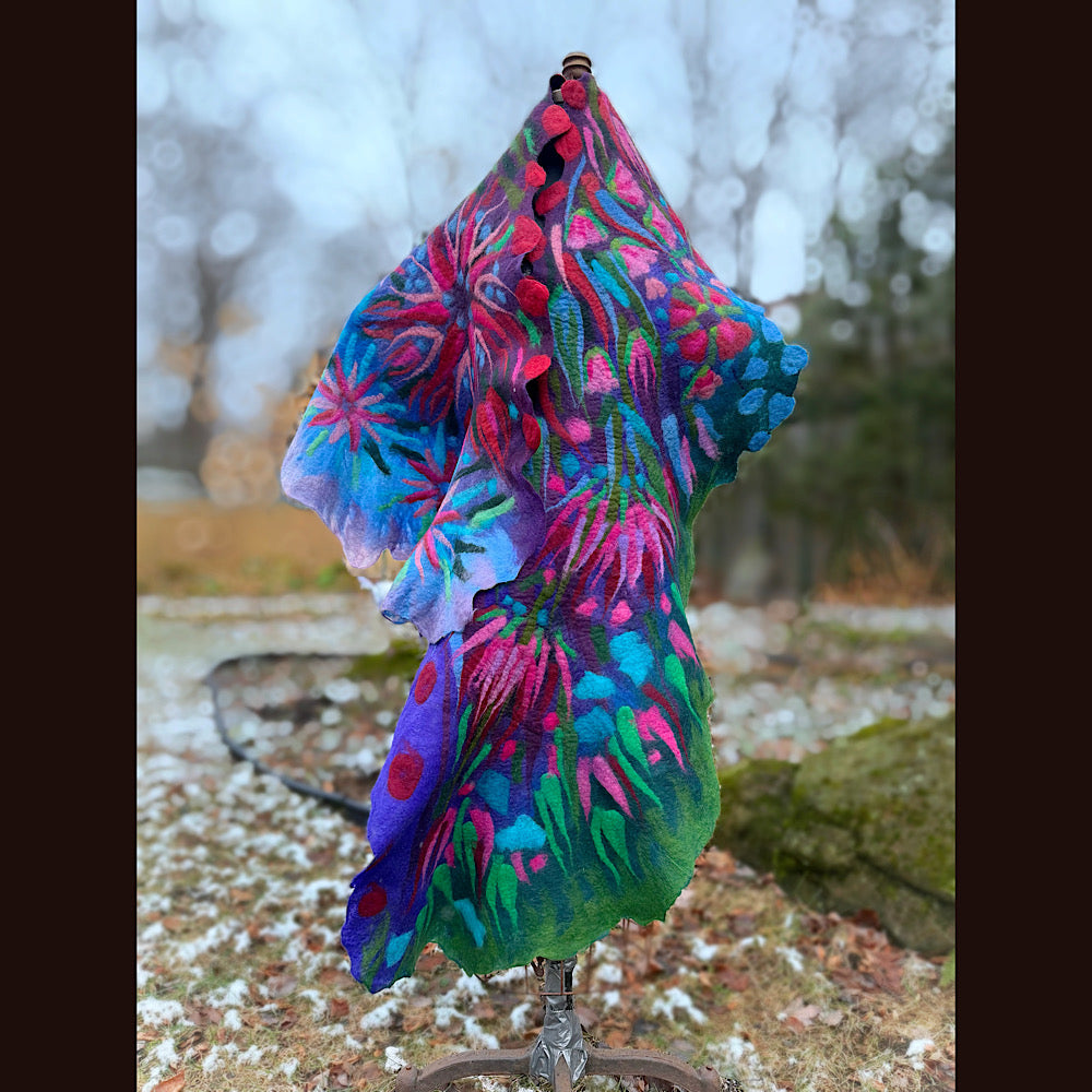 Handmade wool Felted Scarf 88” X 22”